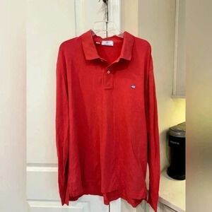 Southern Tide The Skipjack Long Sleeve Polo Men’s Size XL Red Embroidered